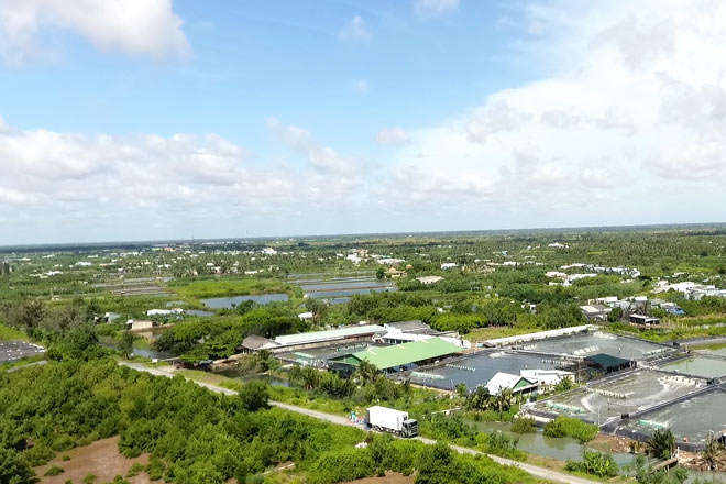 Trại tôm tân thành nhìn từ trên cao với flycamsaigon